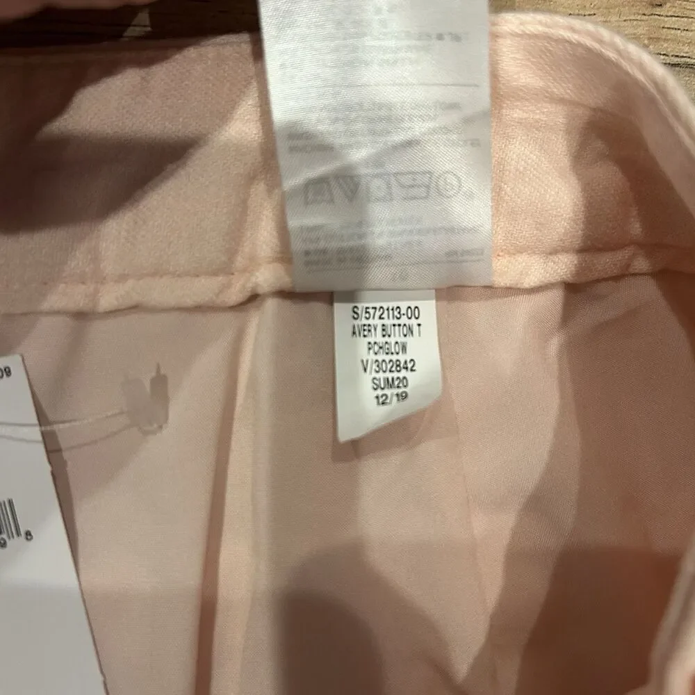NWT Banana Republic Avery Pants 16 Pink Linen Mid Rise Breathable Lightweight